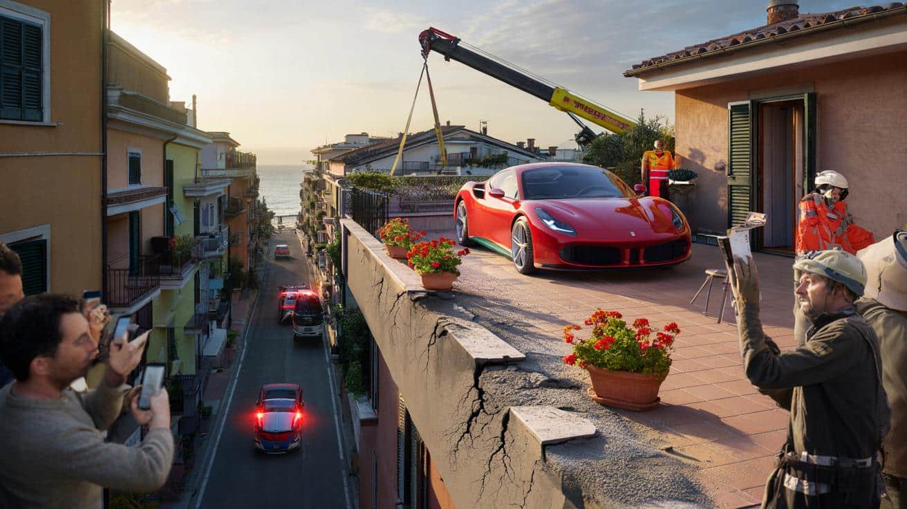 Parcheggia la Ferrari sul terrazzo per paura dei ladri: per l’imprenditore non finisce bene